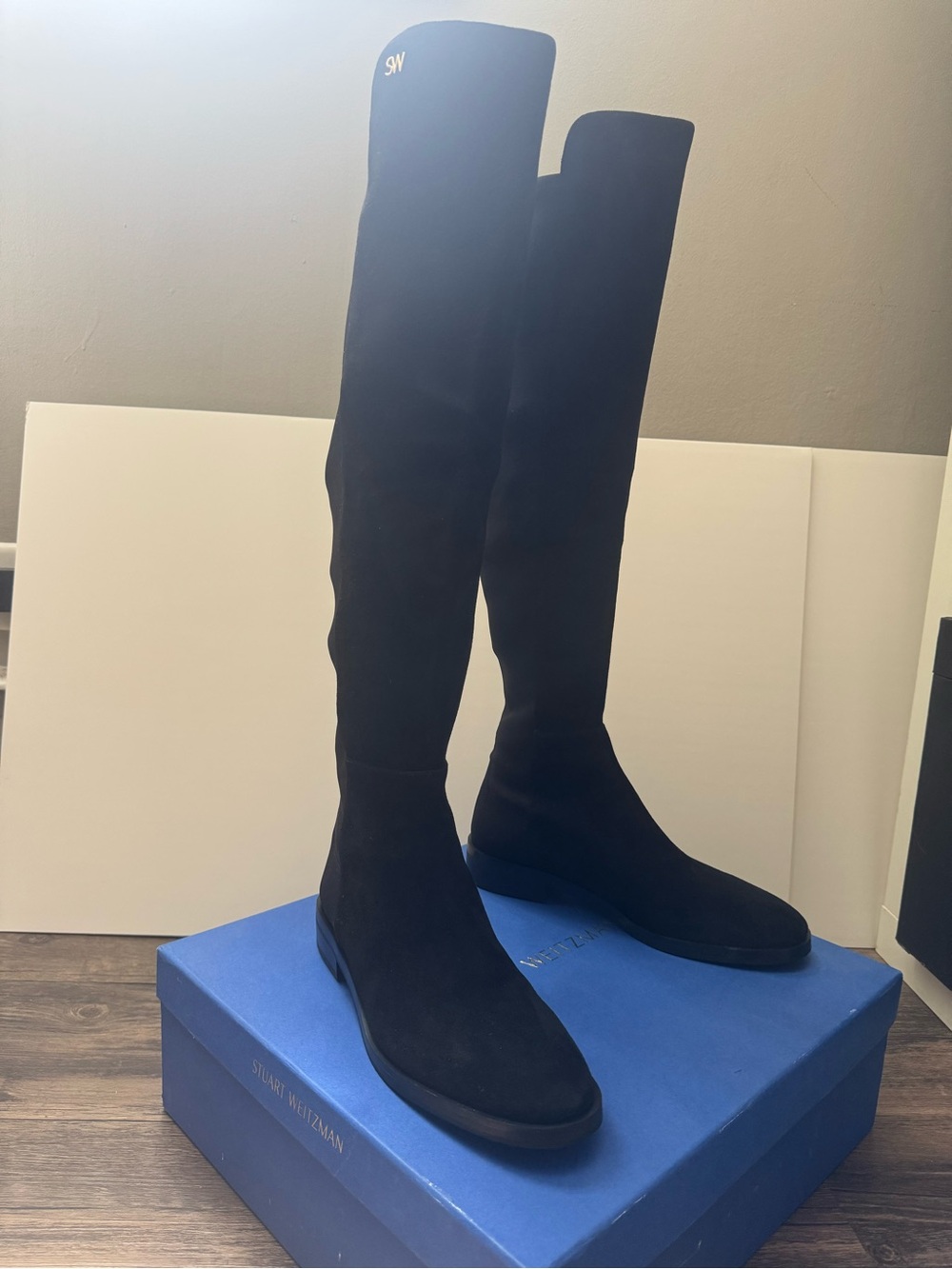 Stuart Weitzman Keelan Black Suede Over-the-knee Boots 7.5